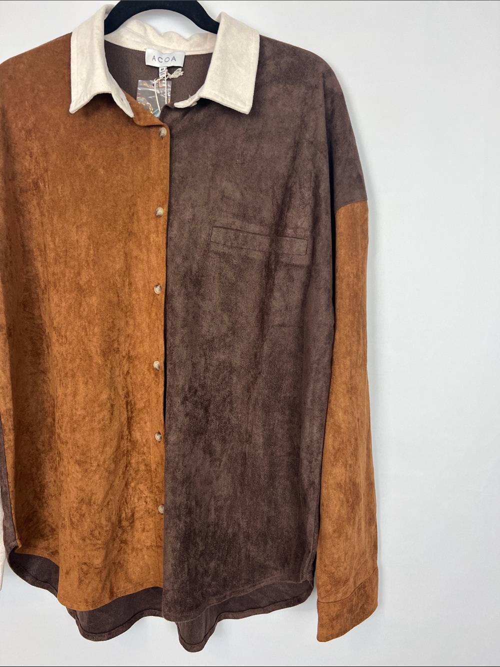 Brown Colorblock Long Sleeve Button Down- Size M - Picture 3 of 12